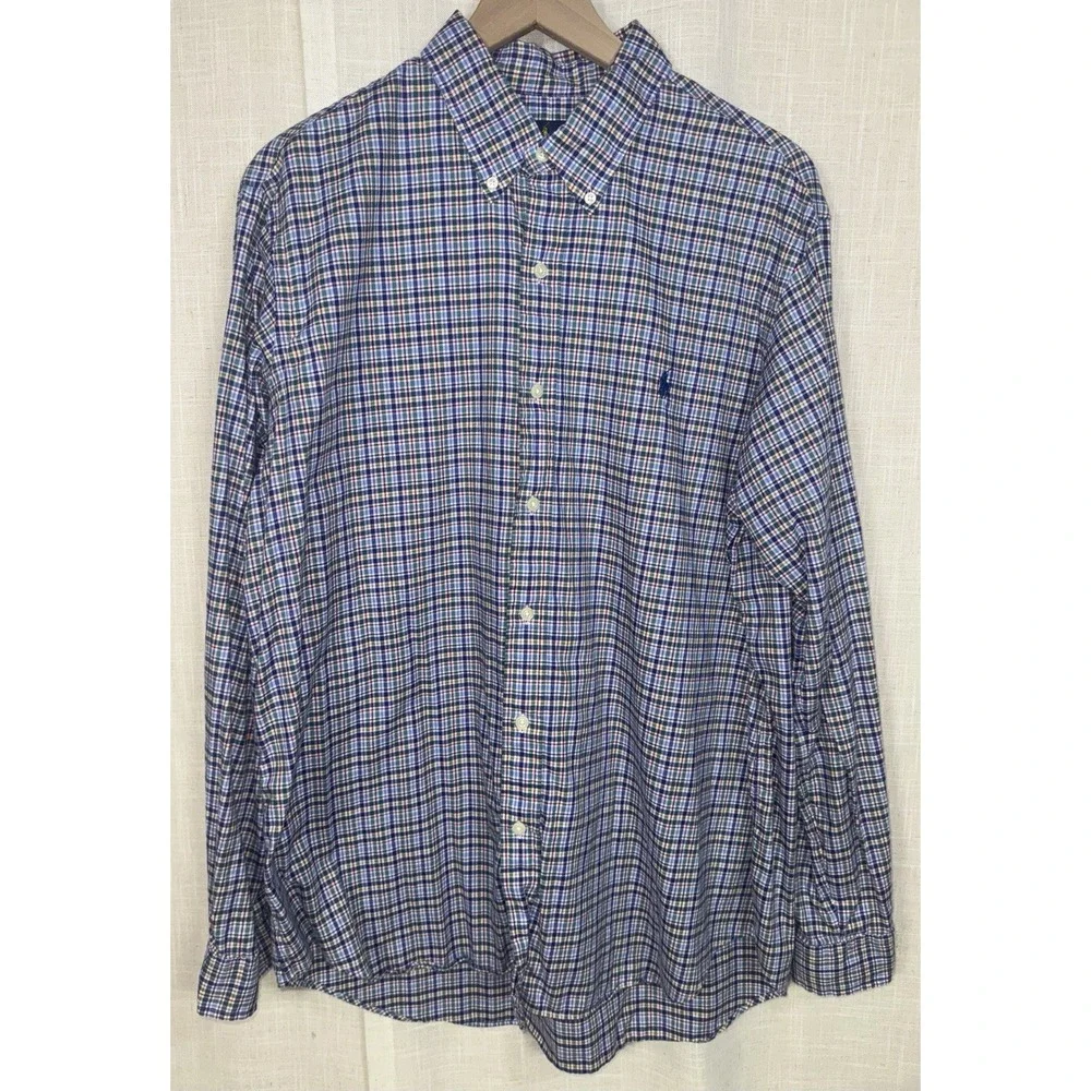 Men's Sz XL Ralph Lauren Long Sleeve Button Down Plaid Shirt Lot of 3 Tommy